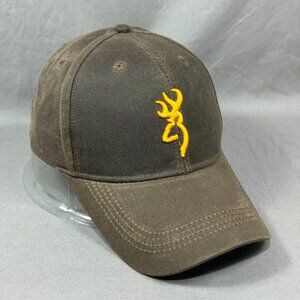 Browning Dura Wax Hook & Loop Hat Brown Rodeo Cowboy Western Rugged Outdoor Mens